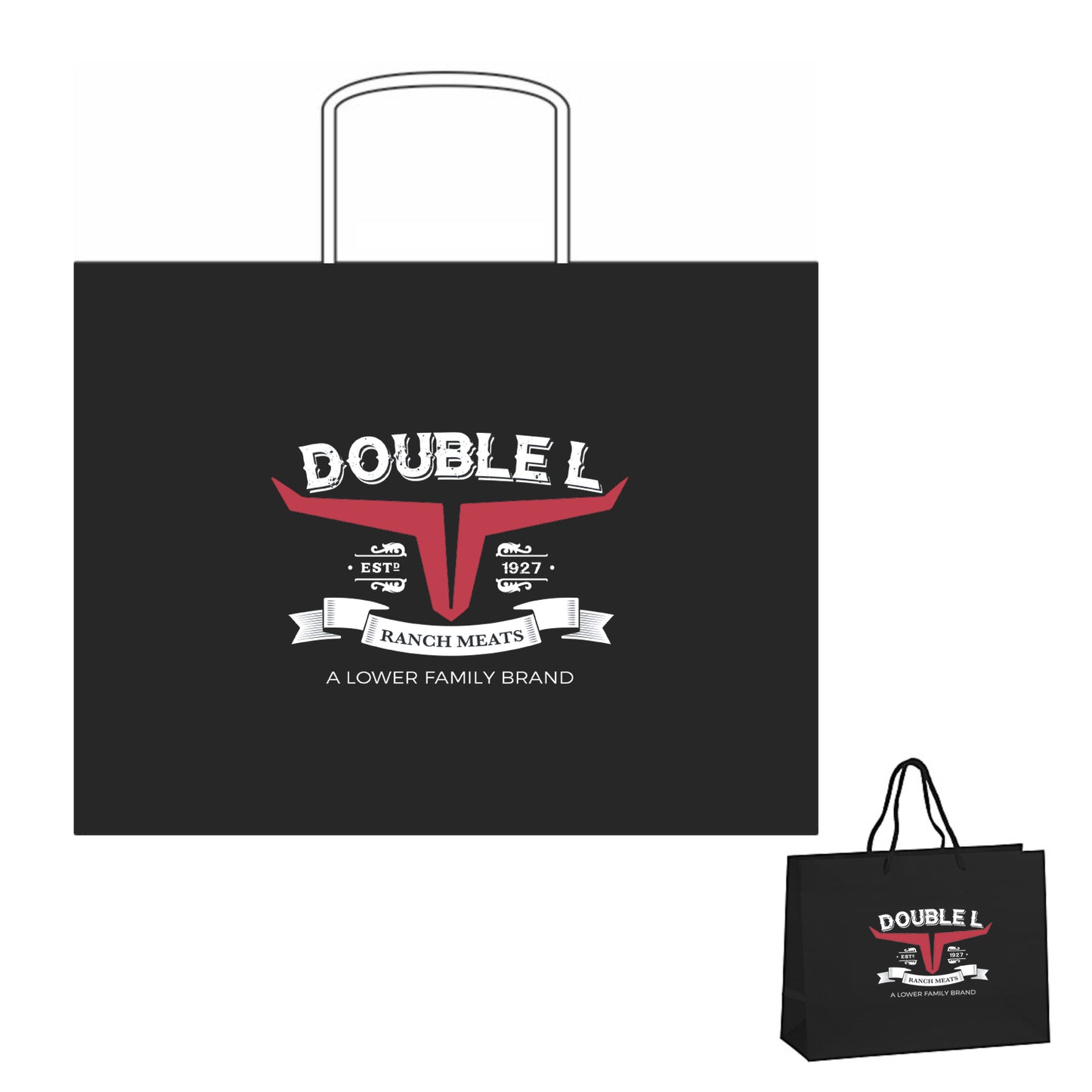 Double L Ranch Logo Black Paper Bag -100 Count